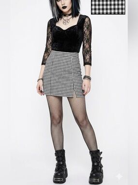 Black & White Gingham Mini Skirt - Women's Classic Check